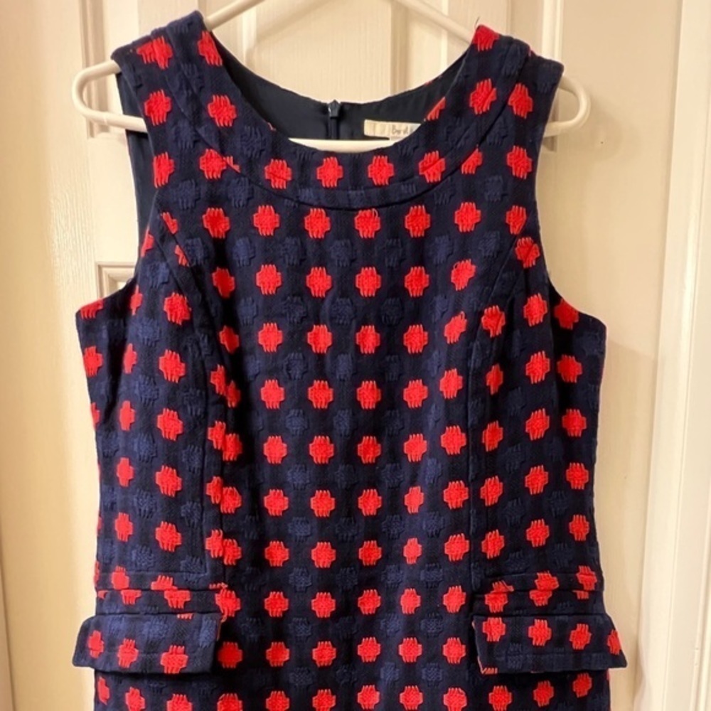 BODEN Tweed Navy & Red Preppy Midi Dress S. 8 - Picture 3 of 8
